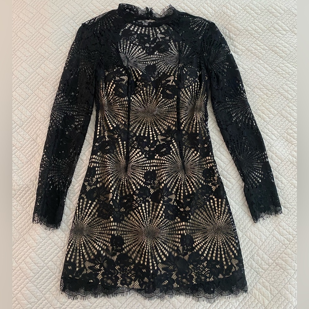 Bebe Jessica Open Black Lace Dress